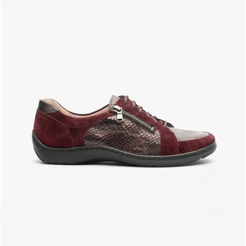HENNI 496042 Ladies Leather Shoes Burgundy made by Shuperb