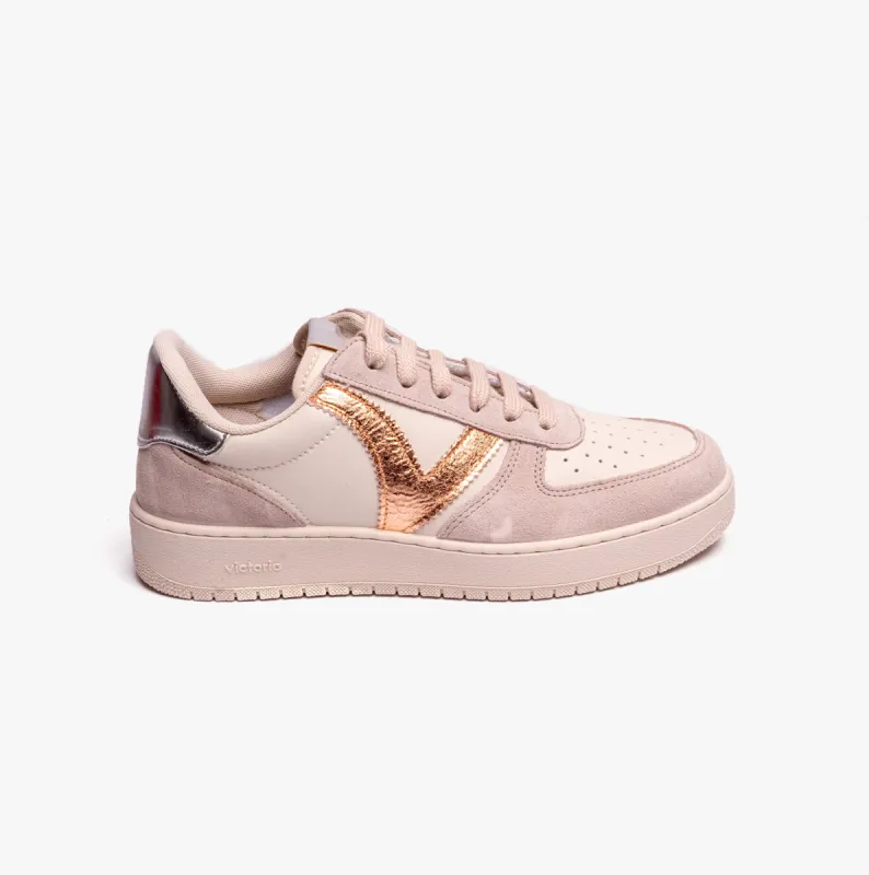 Victoria MADRID METAL & SPLIT LEATHER Womens Trainers Nude sold by Shuperb