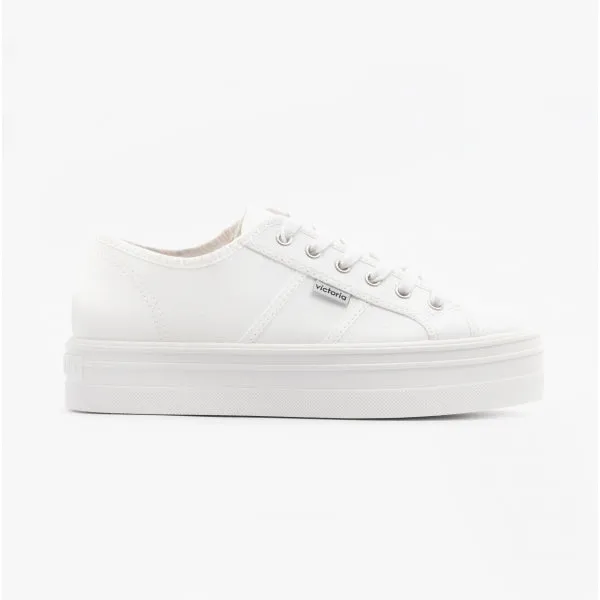Victoria BARCELONA Womens Platform Canvas Trainers White sold by Shuperb