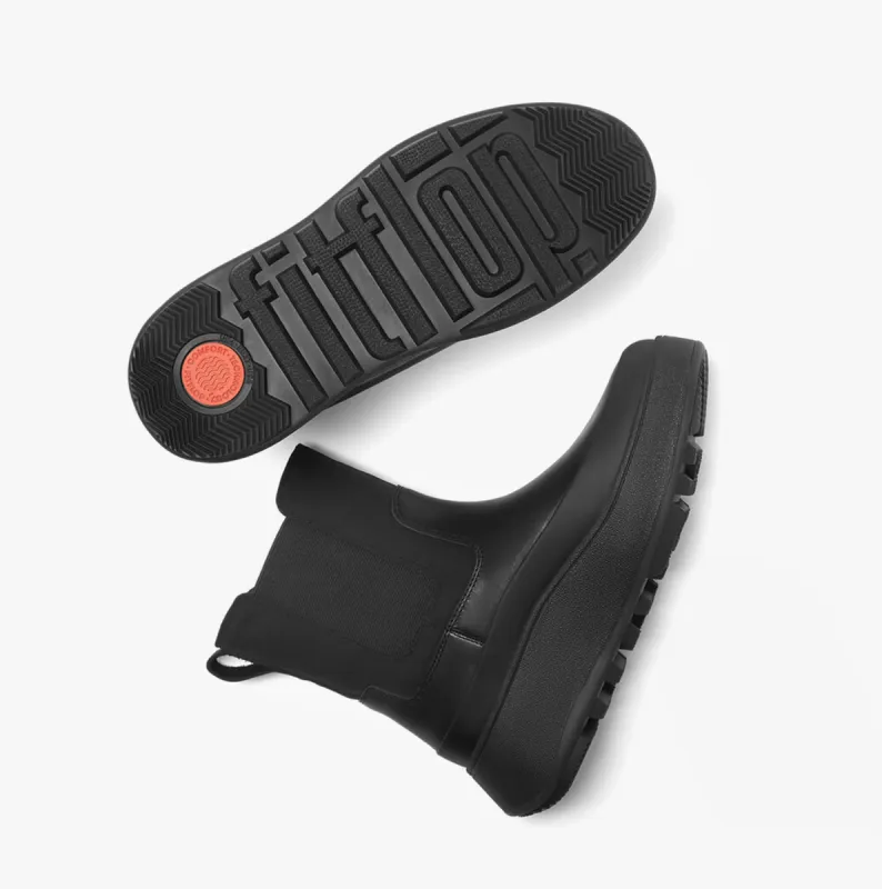 FitFlop F-MODE FLATFORM Womens Chelsea Boots All Black sold by Shuperb