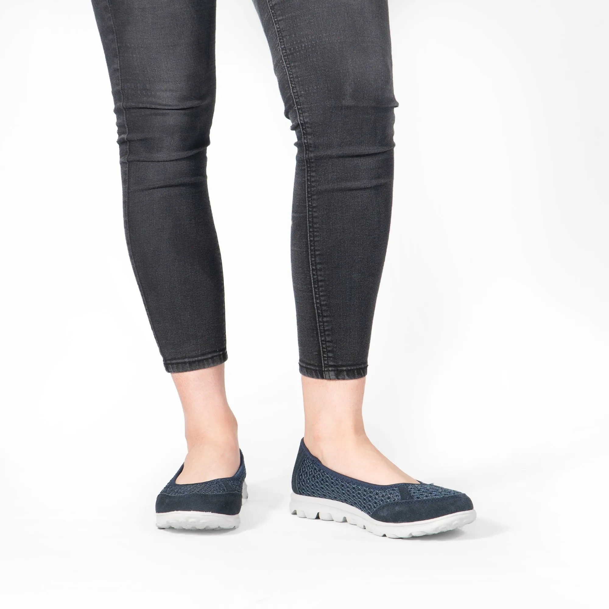 Boulevard L9548C Womens Memory Foam Slip On Trainers Navy sold by Shuperb