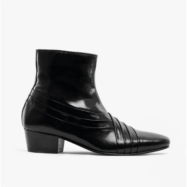 Club Cubano SALVATORE Mens Leather Cuban Heel Boots Black sold by Shuperb