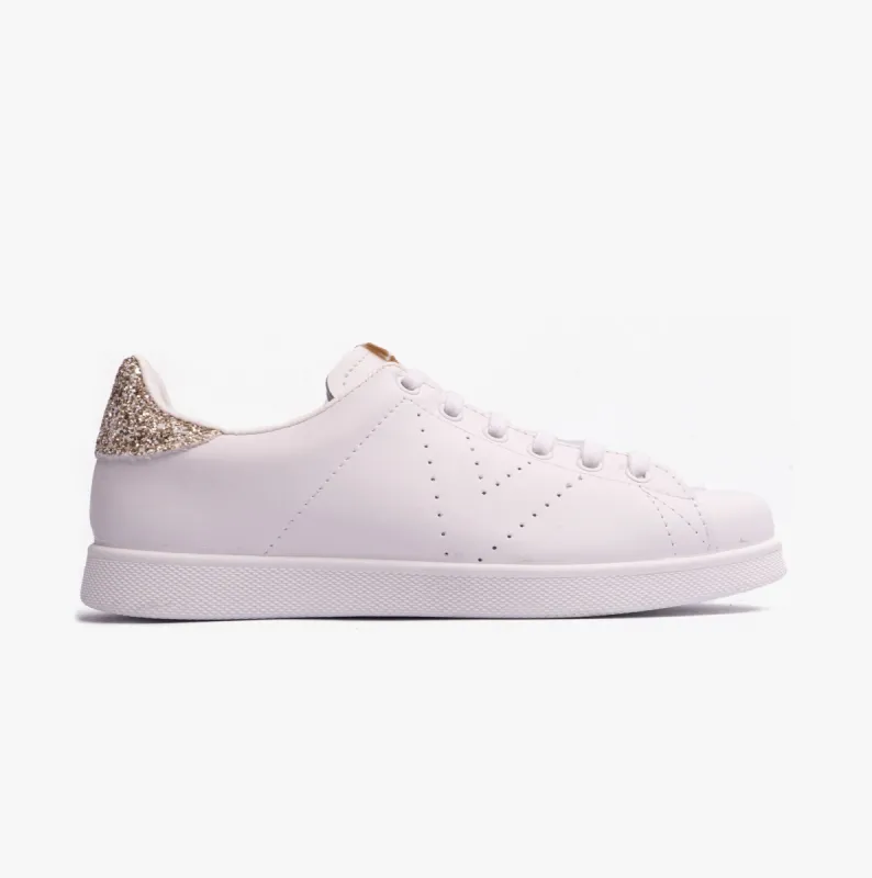 Victoria TENIS LEATHER & GLITTER Womens Trainers Cava sold by Shuperb