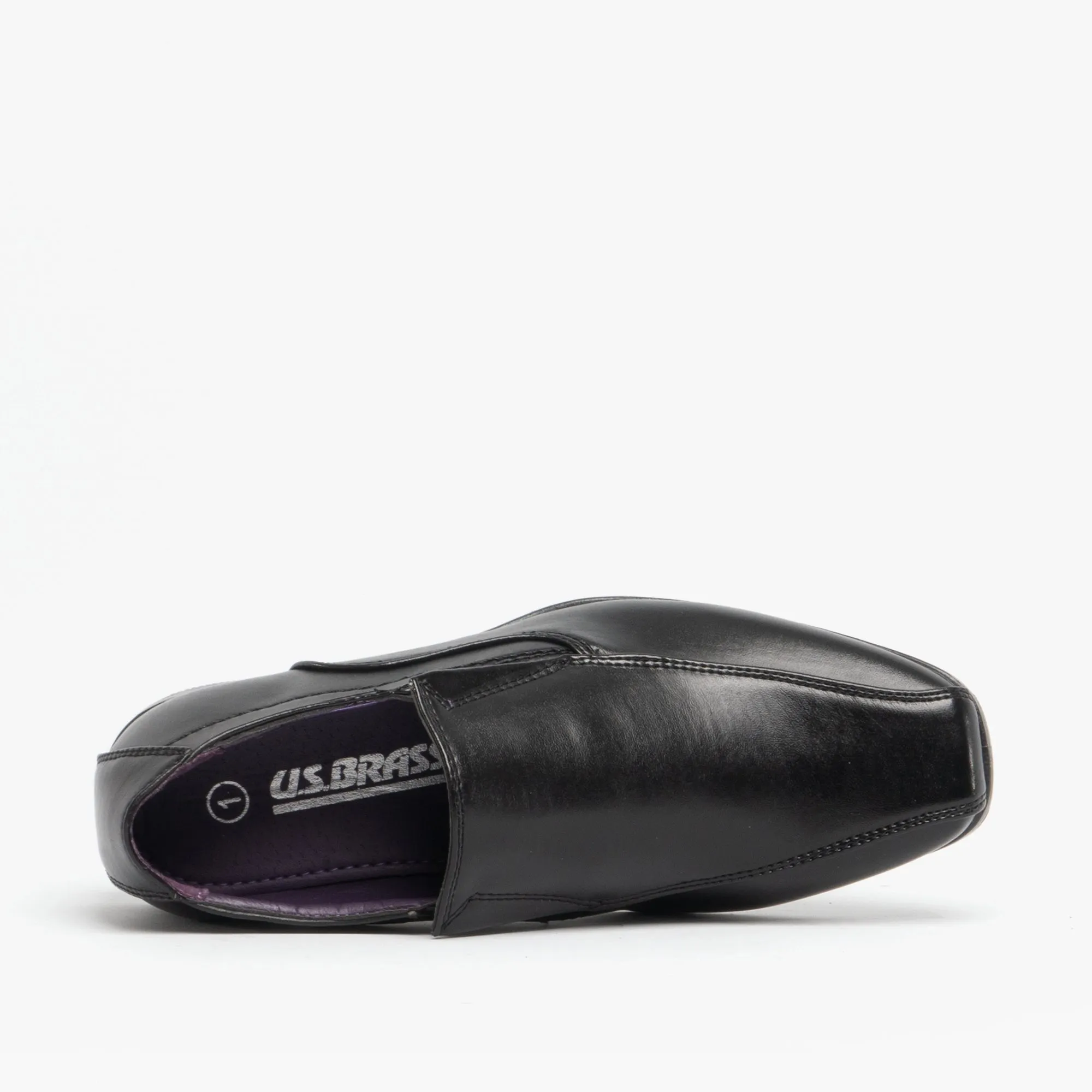 US Brass RAVEN Boys Faux Leather Slip On School Shoes Black sold by Shuperb product image thumbnail 4