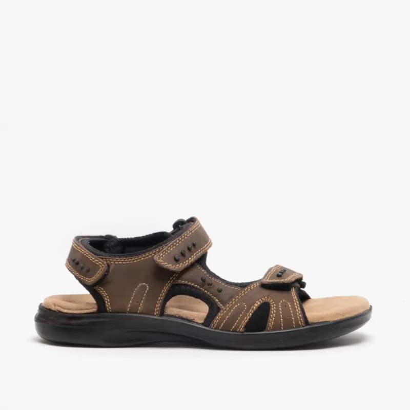 Roamers JASPER Mens Leather Velcro Sports Sandals Brown sold by Shuperb