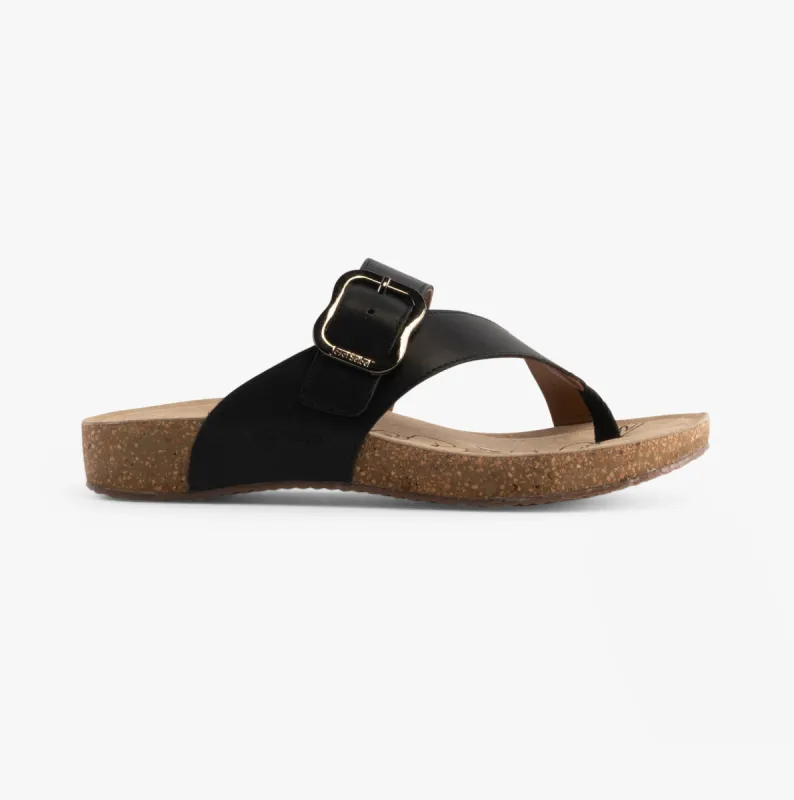Josef Seibel TONGA 77 Womens Toe-Post Sandals Black sold by Shuperb