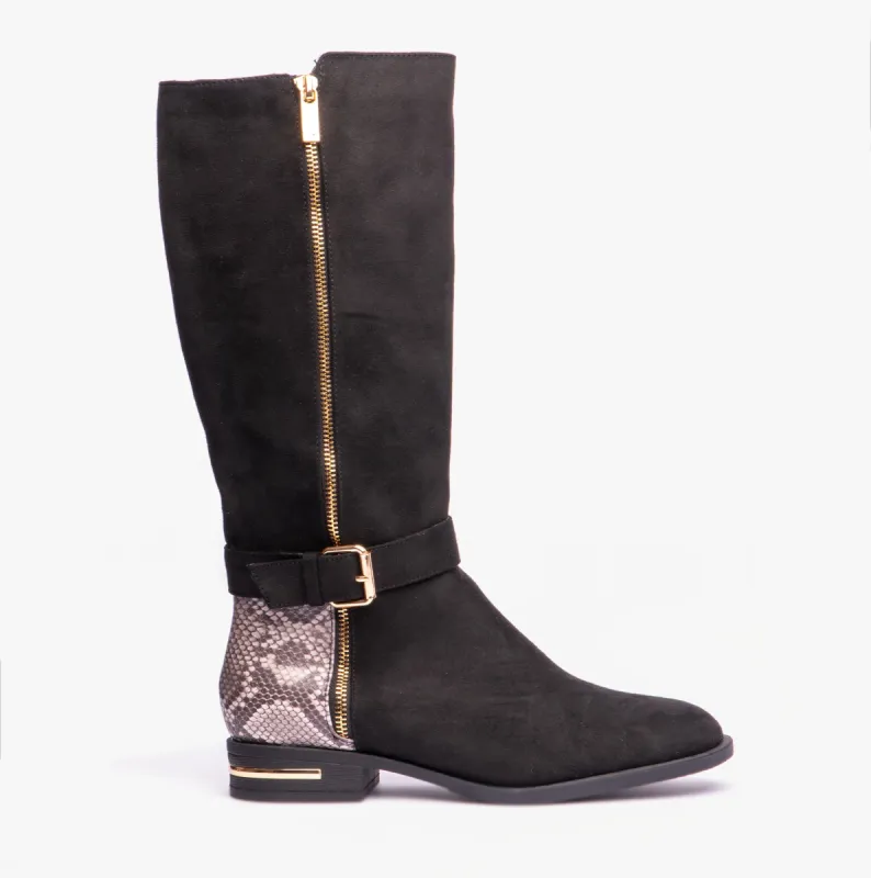 Lotus HARPER Womens Boots Black Microfibre/Snake sold by Shuperb
