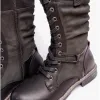 Cipriata GABRIELA Womens Lace-Up Tall Boots Black Brush sold by Shuperb