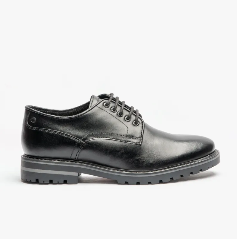 Base London HALSEY WAXY Mens Formal Lace Up Shoes Black made by Base London