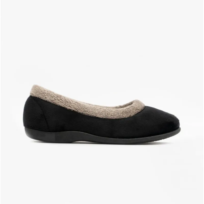 JULIA Ladies Ballerina Slippers Black sold by Shuperb