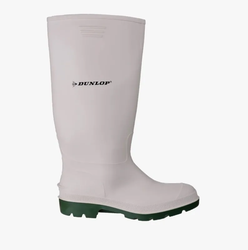 Dunlop PRICEMASTOR Mens Wellington Boots White/Green sold by Shuperb