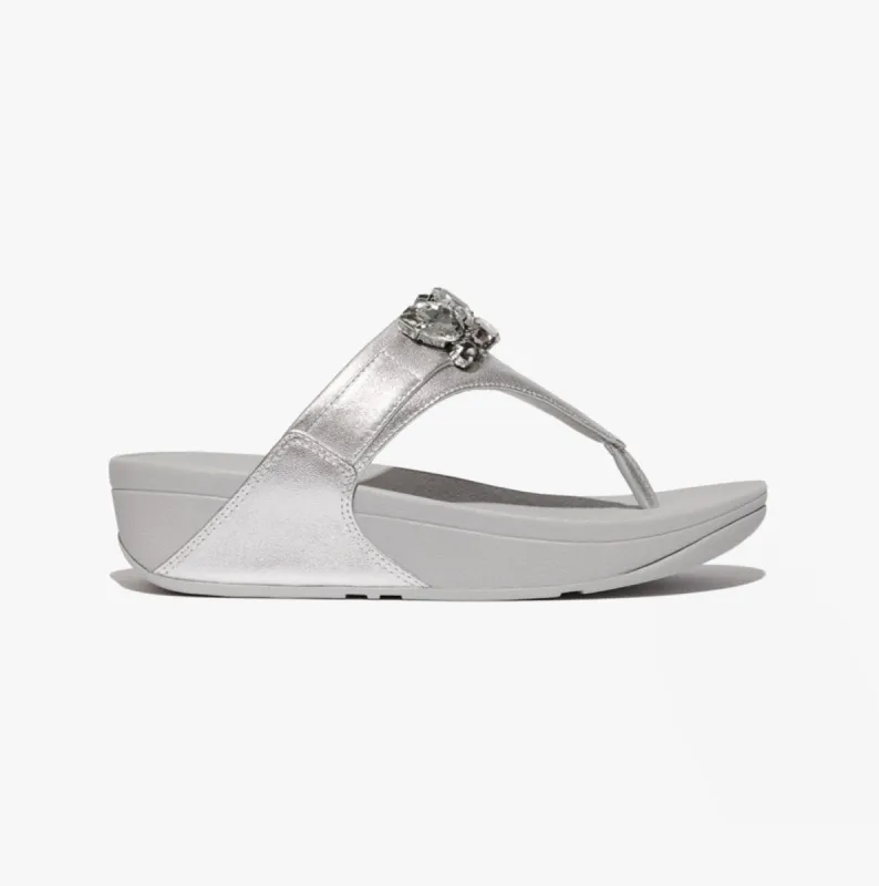LULU JEWEL-DELUXE METALLIC-LEATHER Womens Toe Post Sandals Silver sold by Shuperb