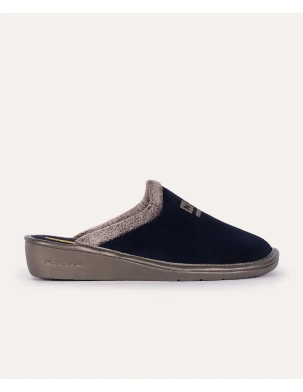 Nordikas 238 Womens Suede Mule Slippers Marine Blue sold by Shuperb