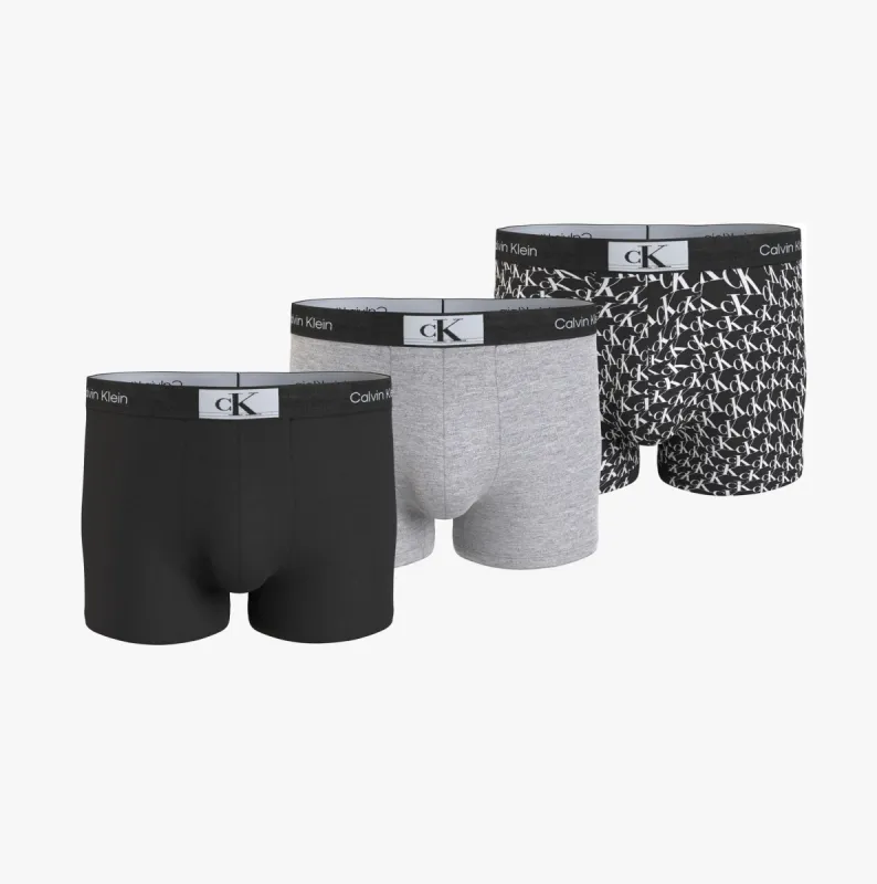 Calvin Klein 3 Pack Mens Trunks Black/Grey sold by Shuperb