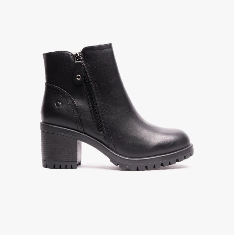 Heavenly Feet LARKIN Womens Ankle Zip Boots Black made by Shuperb