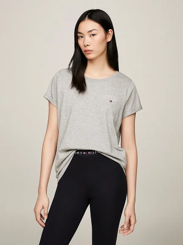Tommy Hilfiger PURE COTTON Womens T-Shirt Light Grey Heather made by Tommy Hilfiger