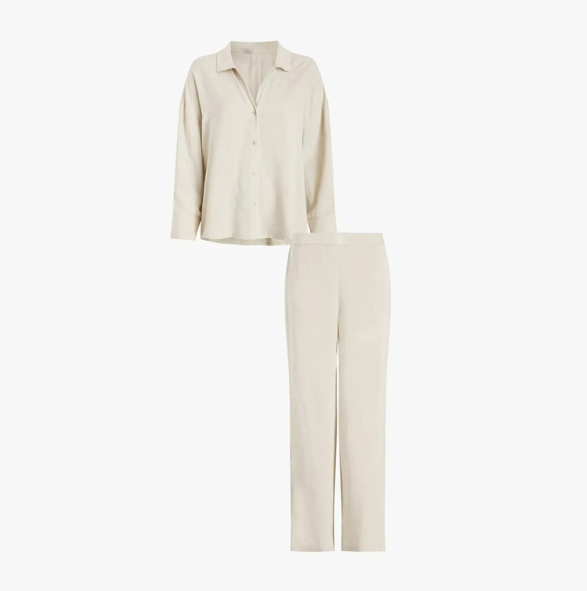Calvin Klein WOVEN VISCOSE Womens Button Down Pants Set Diamond Logo/Cocoon sold by Shuperb product image thumbnail 5