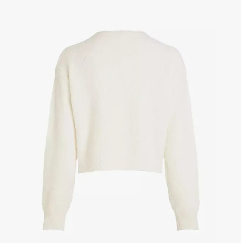 Calvin Klein PLUSH SWEATER Womens Crew Pullover Ivory made by Calvin Klein