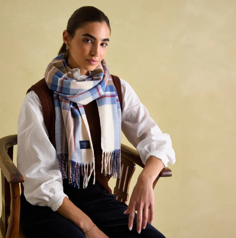 LANGTREE Womens Scarf Cream Check sold by Shuperb