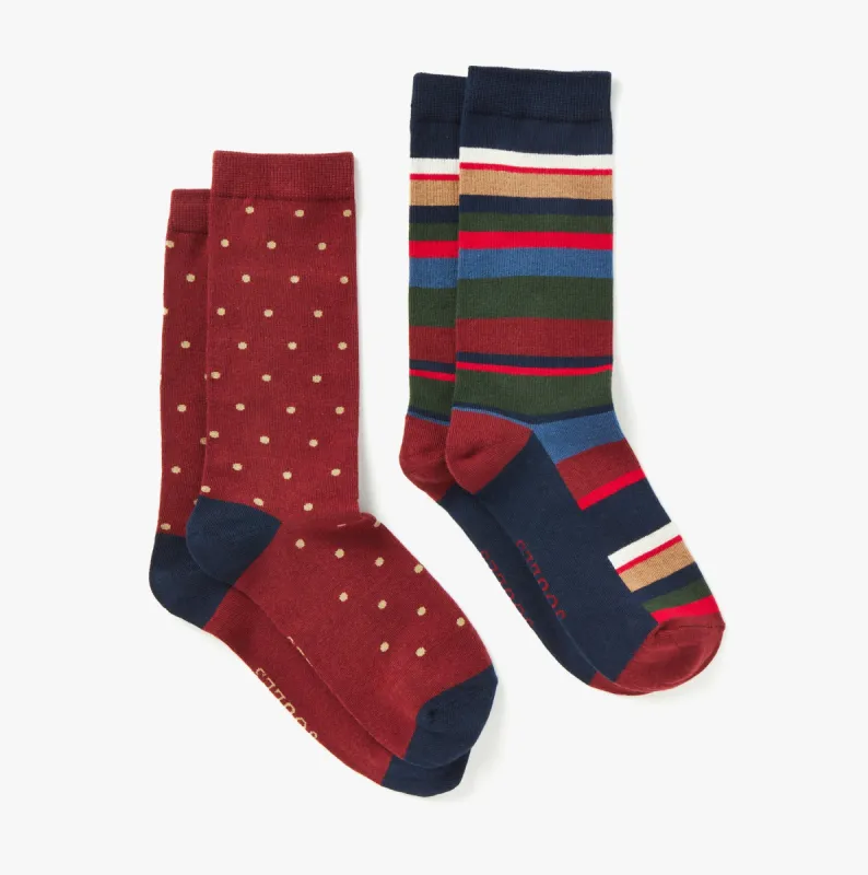 Joules KINGSBURY 2-Pack Mens Socks Stripe Red sold by Shuperb