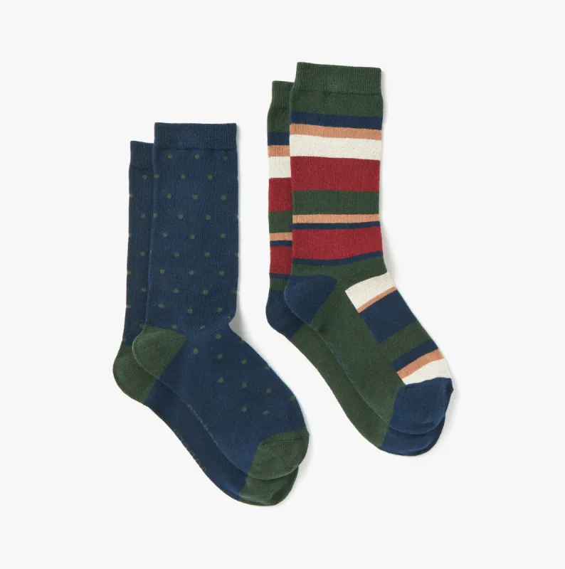 Joules KINGSBURY 2-Pack Mens Socks Stripe Navy sold by Shuperb