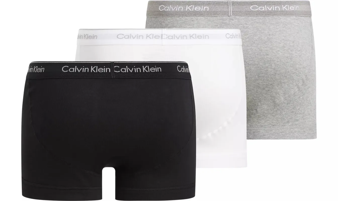 Calvin Klein COTTON CLASSICS Mens 3 Pack Trunks Multicoloured sold by Shuperb
