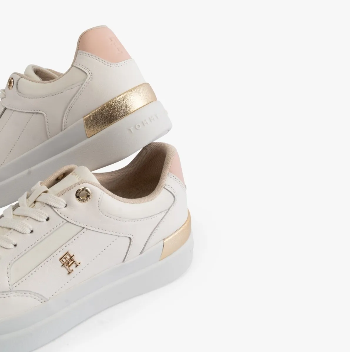 Tommy Hilfiger MONOGRAM METALLIC LEATHER Womens Court Trainers Ancient White sold by Shuperb product image thumbnail 5