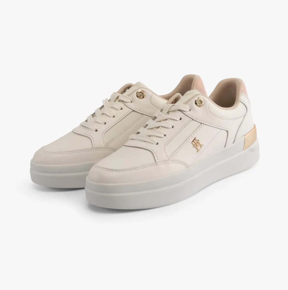 Tommy Hilfiger MONOGRAM METALLIC LEATHER Womens Court Trainers Ancient White sold by Shuperb product image thumbnail 2