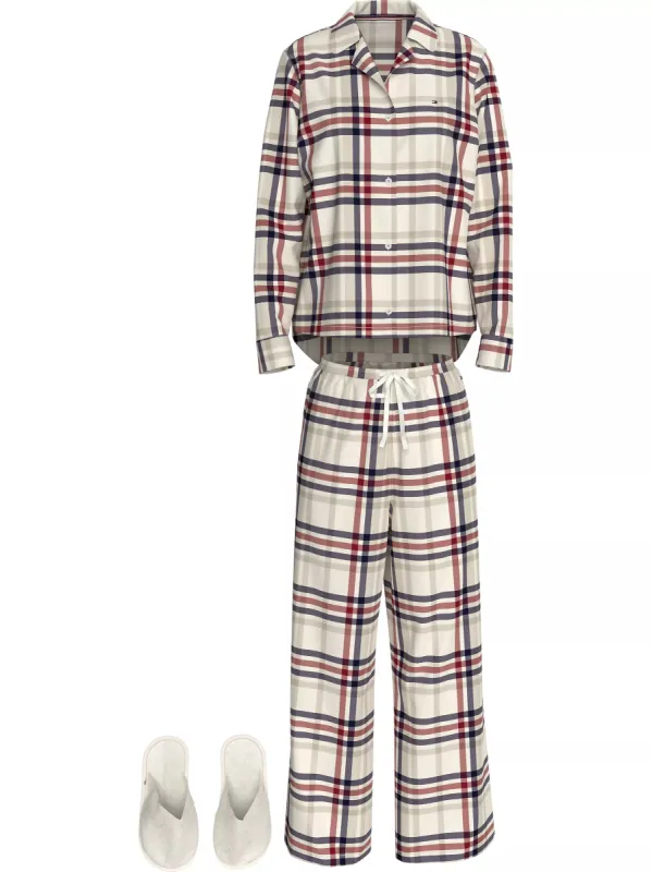 Tommy Hilfiger ORIGINAL Womens Pyjamas & Slippers Gift Set Heritage Check Ivory sold by Shuperb