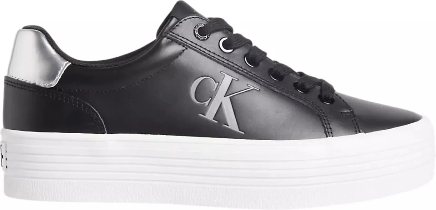 Calvin Klein BOLD VULCANISED FLATFORM Womens Trainers Black/Silver made by Calvin Klein