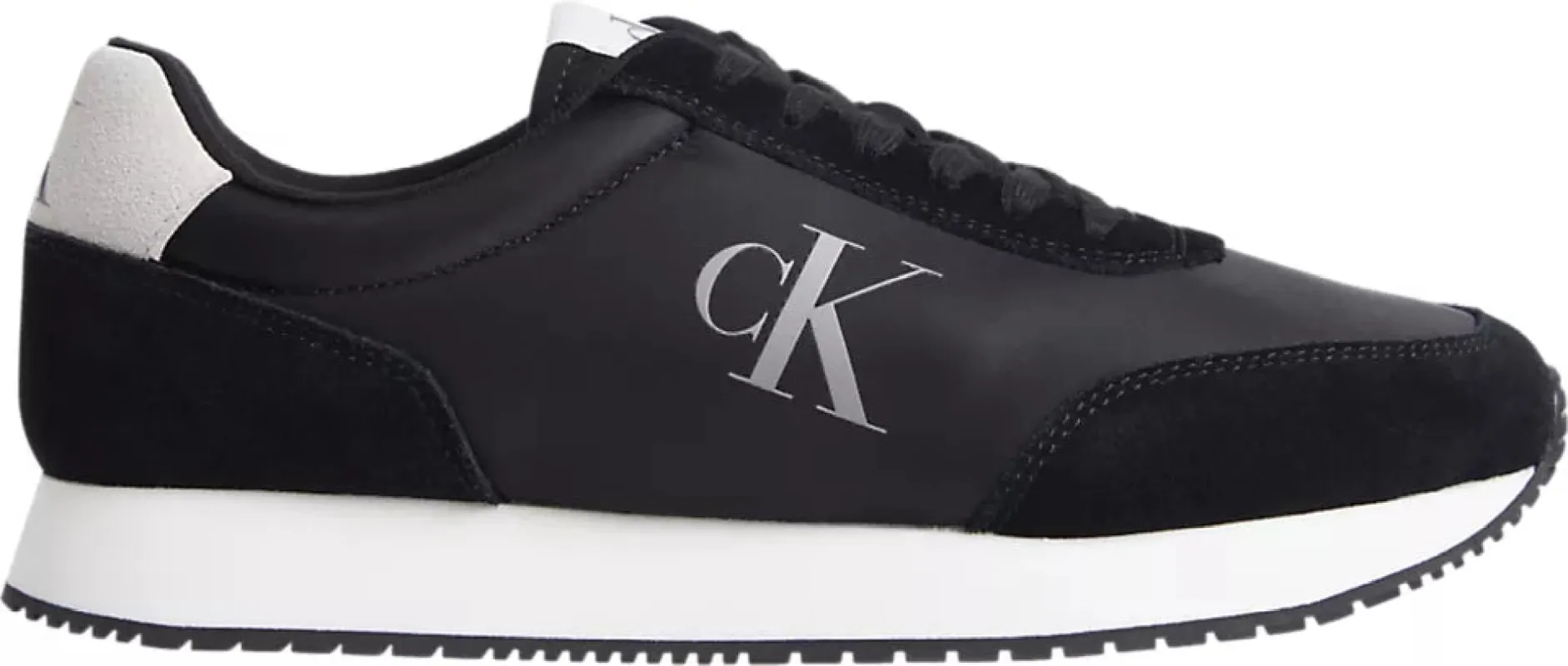 Calvin Klein RETRO RUNNER ICONIC Mens Trainers Black/Bright White sold by Shuperb