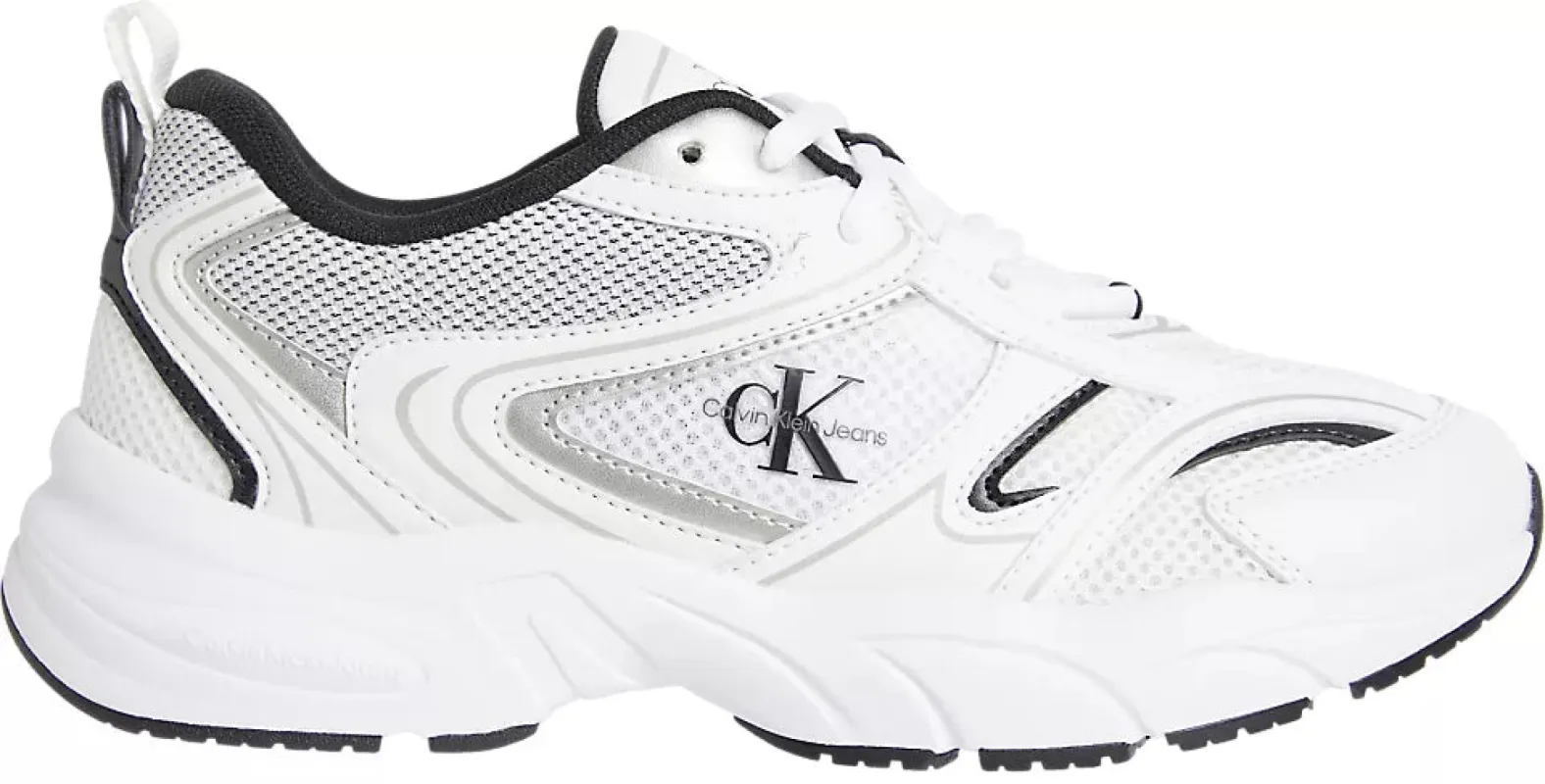 Calvin Klein RETRO TENNIS MESH Womens Trainers Bright White/Black made by Calvin Klein