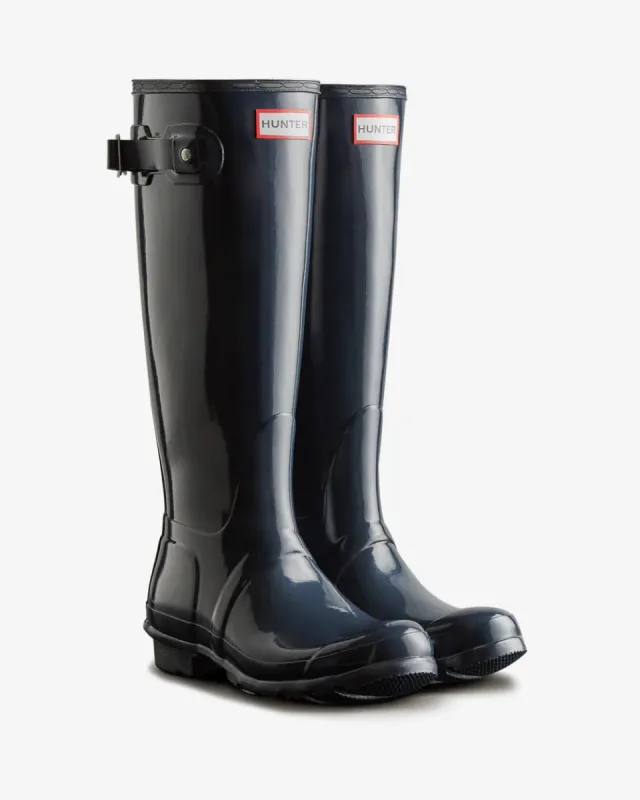Hunter ORIGINAL TALL Womens Wellies Navy Gloss sold by Shuperb