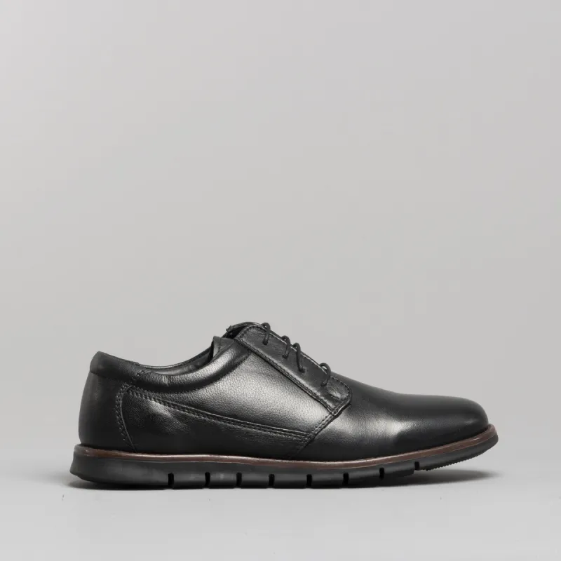 Dr Keller ANGUS Mens Leather Derby Shoes Black made by Shuperb