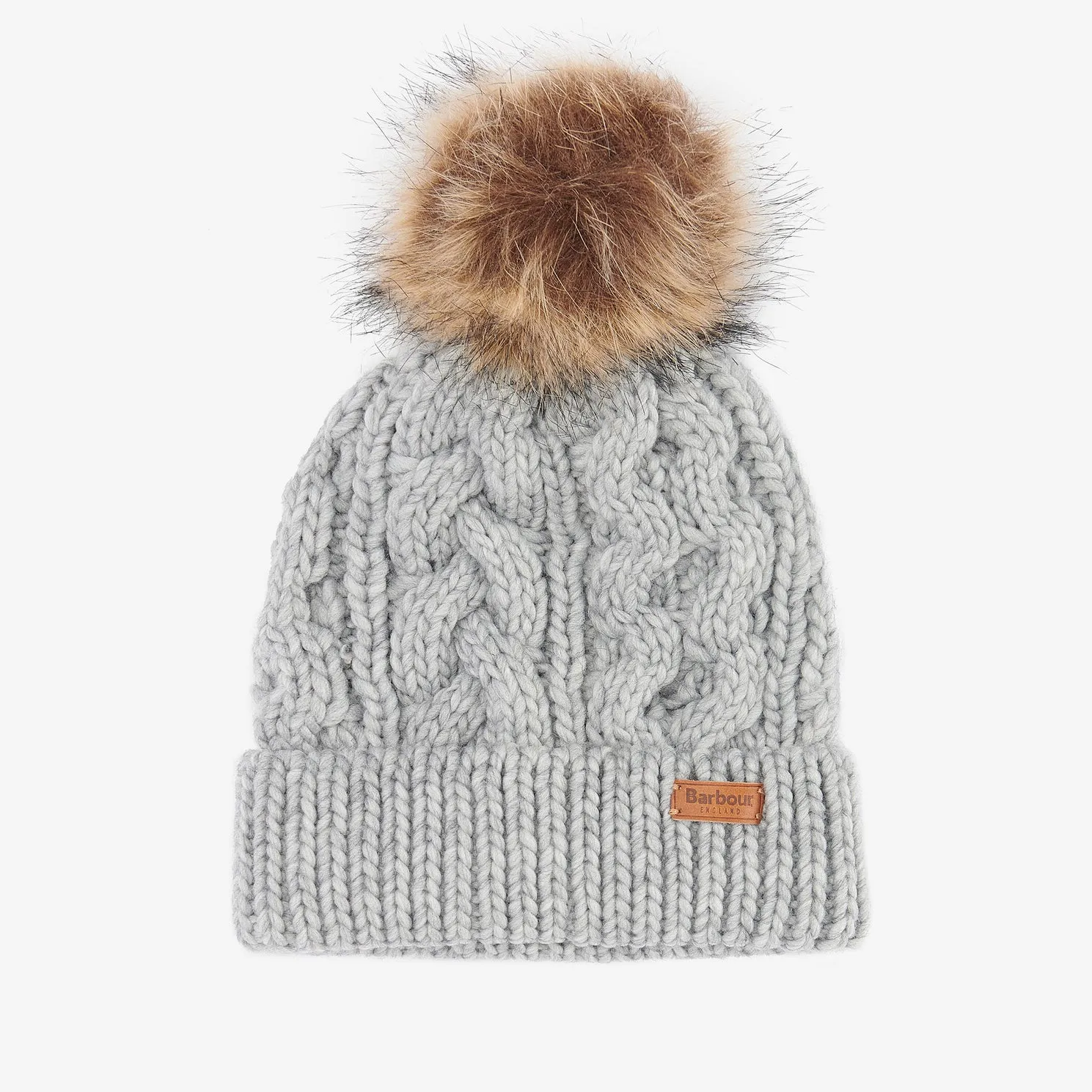 Barbour PENSHAW Womens Pom-Pom Beanie Grey sold by Shuperb