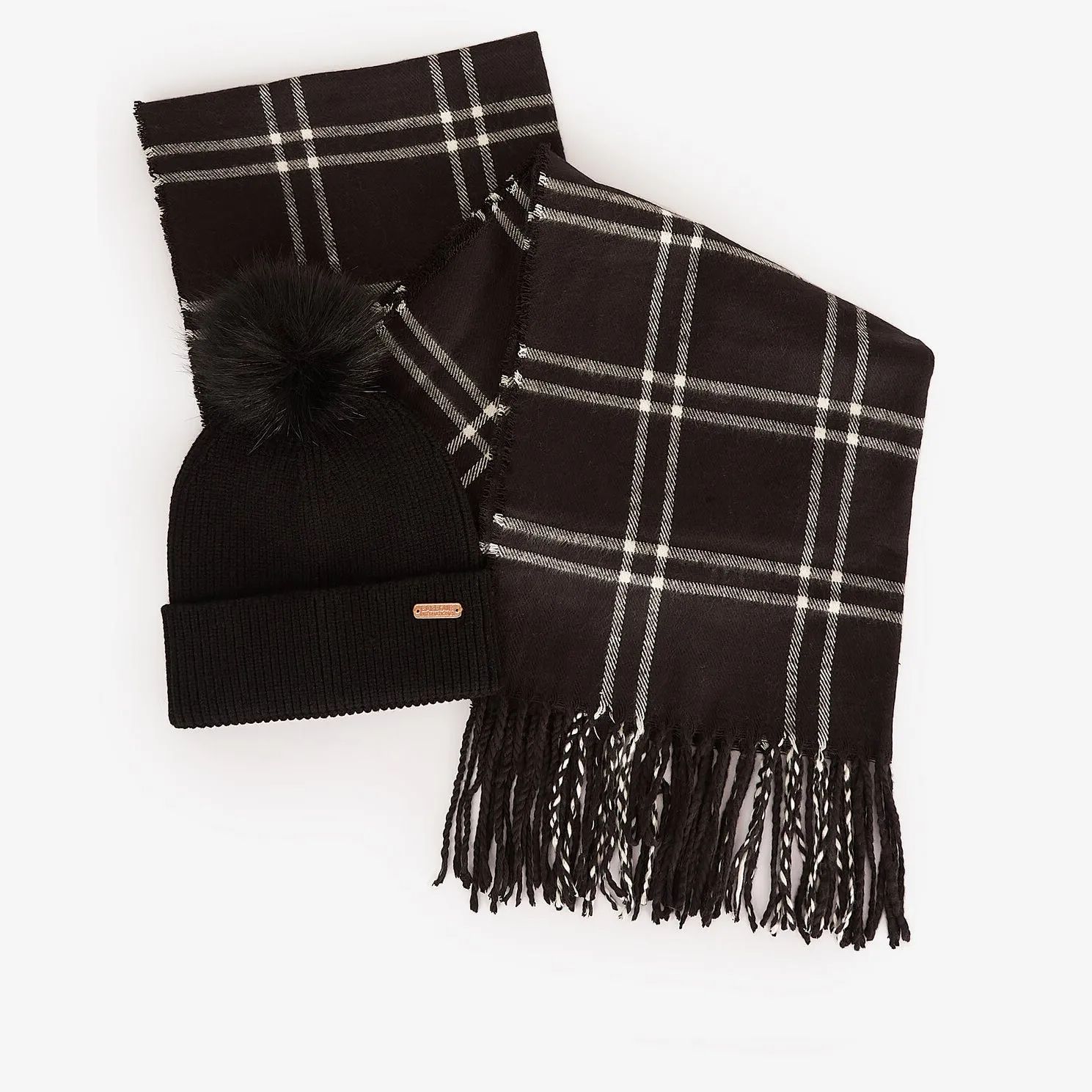 MALLORY BEANIE & WINDOWPANE SCARF Gift Set Womens Black sold by Shuperb
