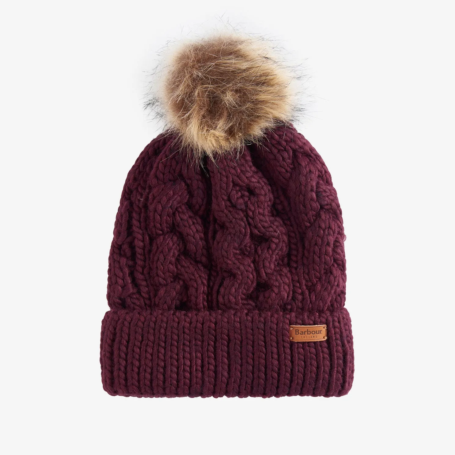 Barbour PENSHAW Womens Pom-Pom Beanie Bordeaux sold by Shuperb