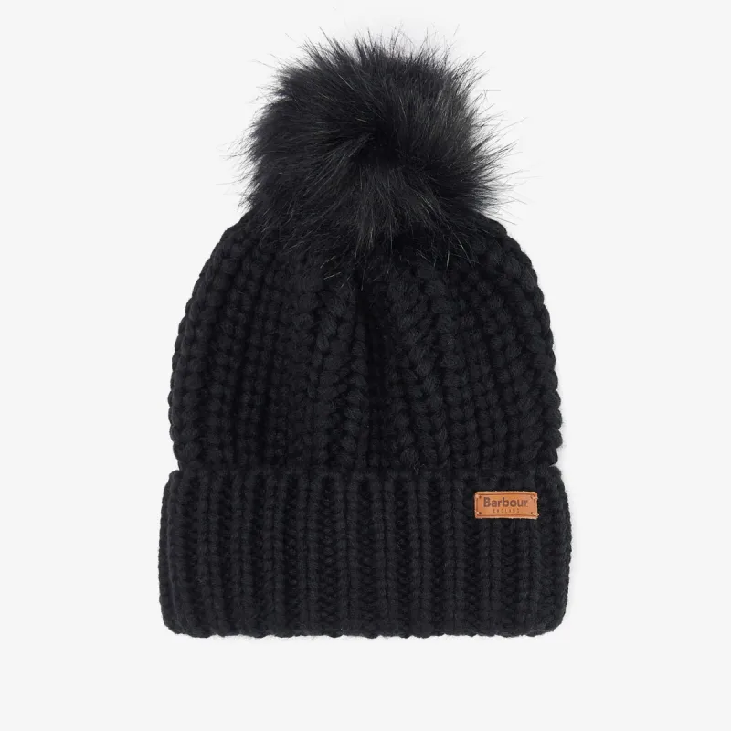 Barbour SALTBURN Womens Pom-Pom Beanie Black sold by Shuperb