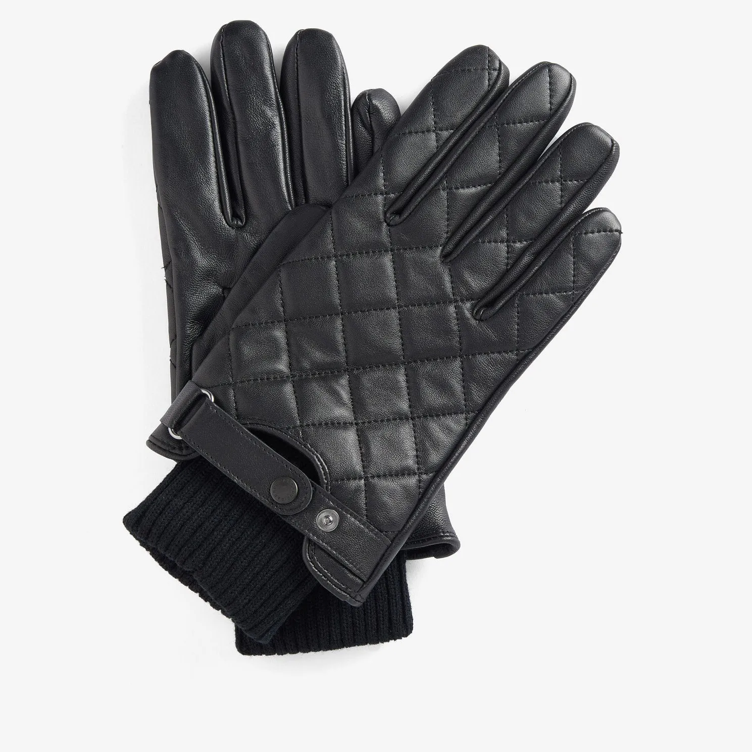 Barbour QUILTED LEATHER GLOVES Mens Black sold by Shuperb