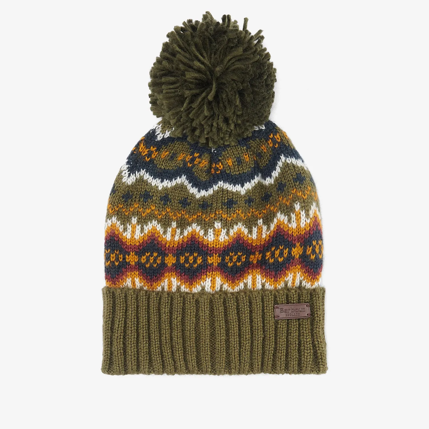 CASE FAIRISLE Mens Bobble Beanie Olive sold by Shuperb