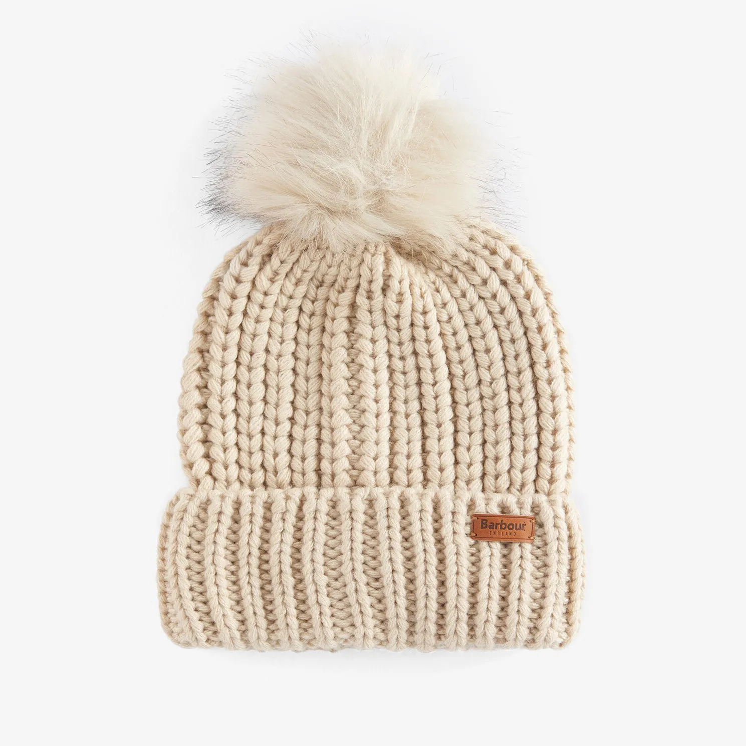 Barbour SALTBURN Womens Pom-Pom Beanie Pearl sold by Shuperb