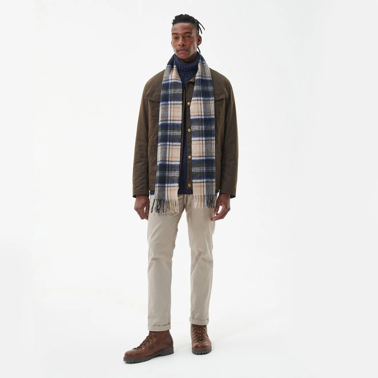 Barbour NEW CHECK Unisex Adults Tartan Scarf Sand Beige Plaid sold by Shuperb product image thumbnail 3