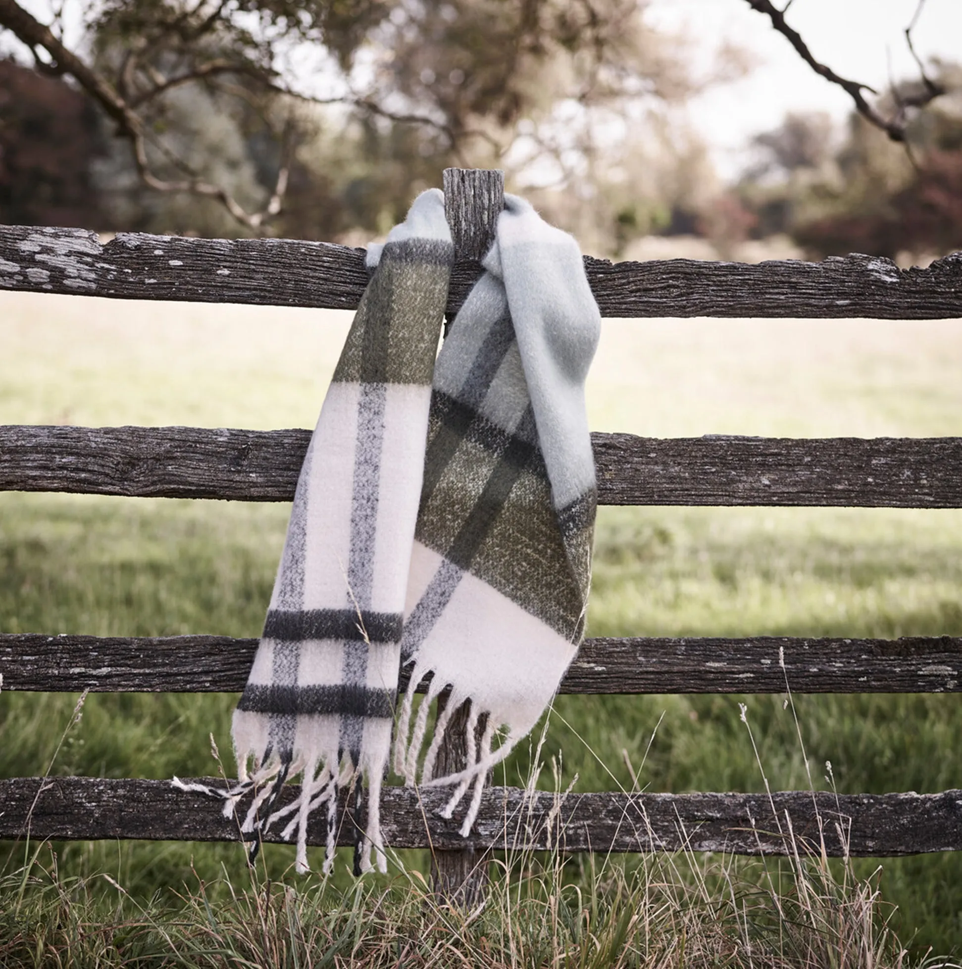 ISLA TARTAN BOUCLE Scarf Womens Soft Mint sold by Shuperb product image thumbnail 2