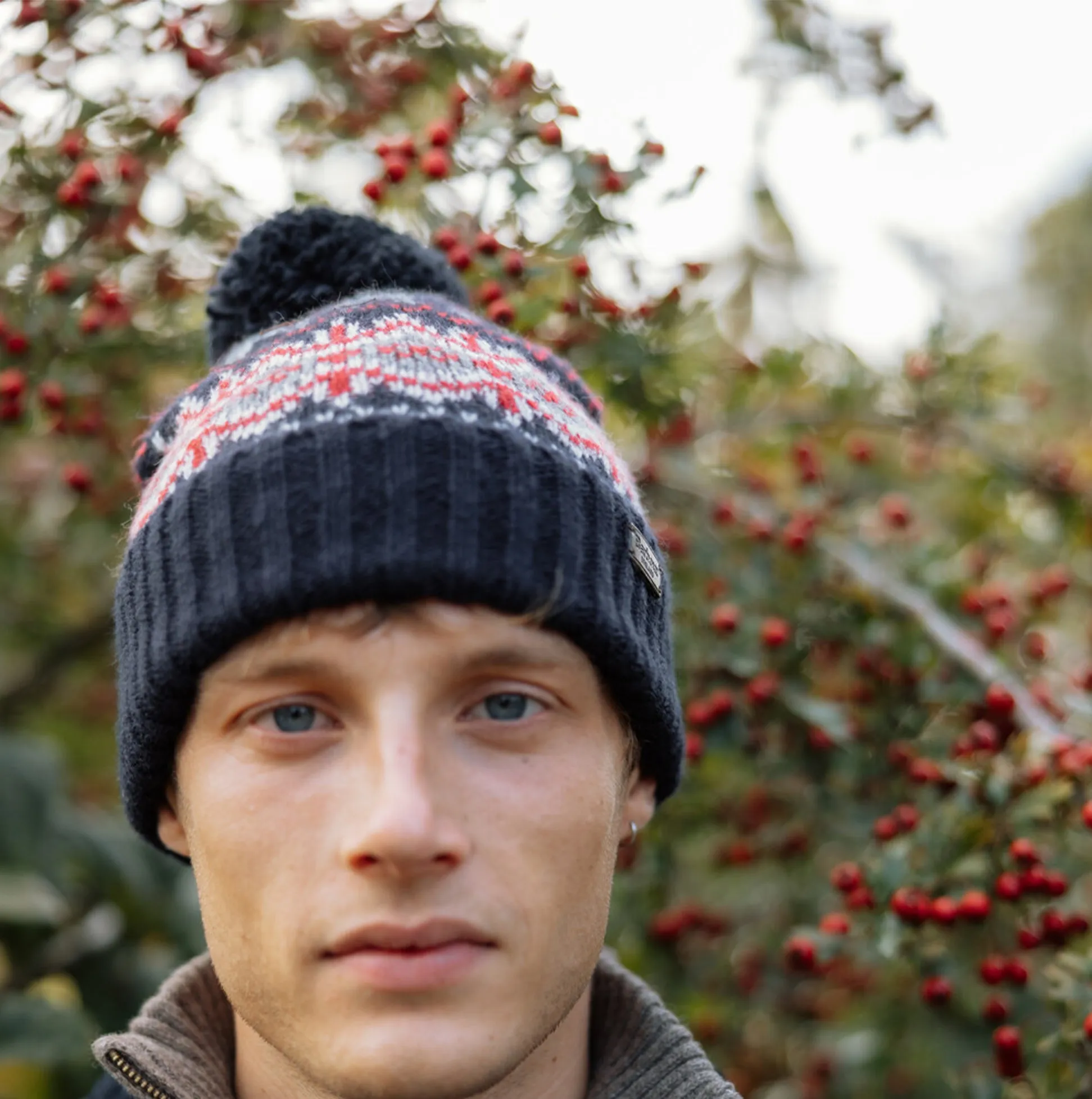 CASE FAIRISLE Mens Bobble Beanie Blue Granite sold by Shuperb product image thumbnail 2