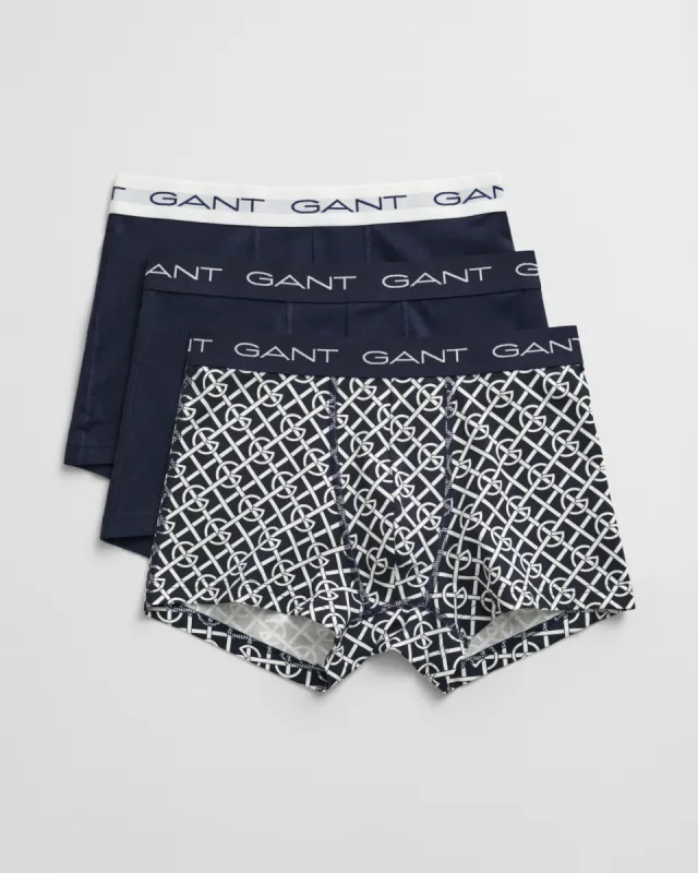 GANT G PATTERN Mens Trunks 3-Pack Evening Blue sold by Shuperb