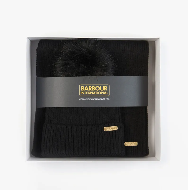 Barbour MALLORY BEANIE & SCARF Womens Gift Set Black sold by Shuperb