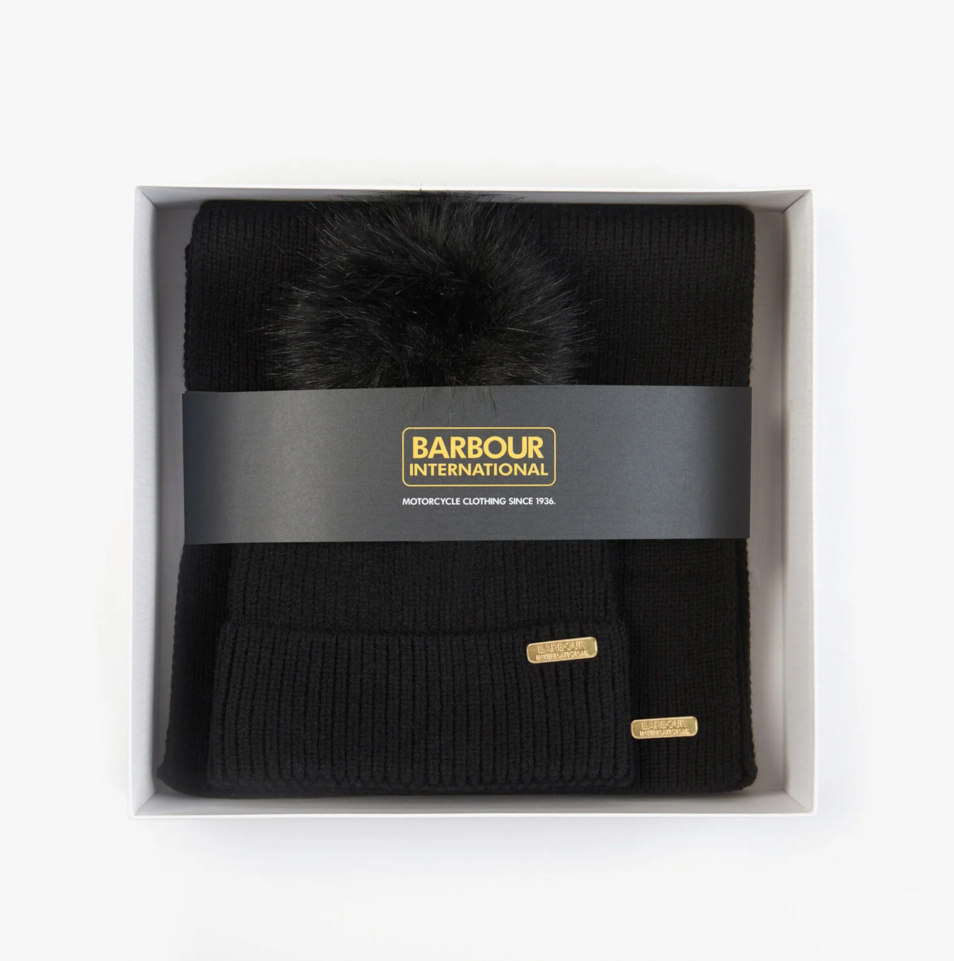 Barbour MALLORY BEANIE & SCARF Womens Gift Set Black sold by Shuperb