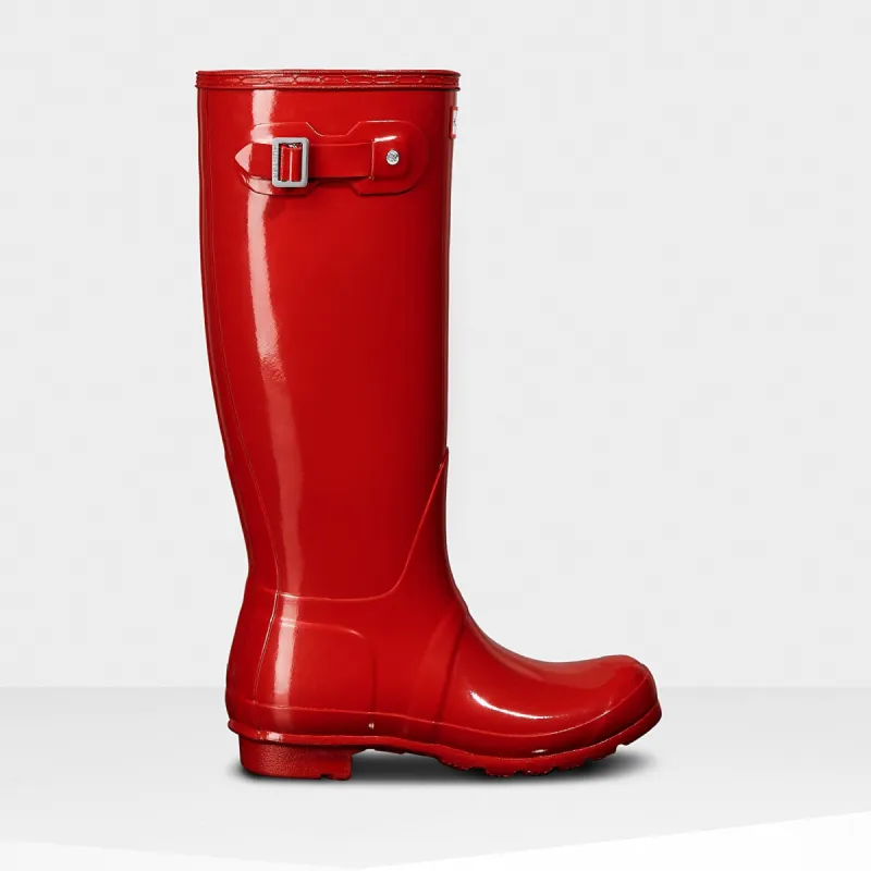 Hunter ORIGINAL TALL Womens Wellies Military Red Gloss sold by Shuperb