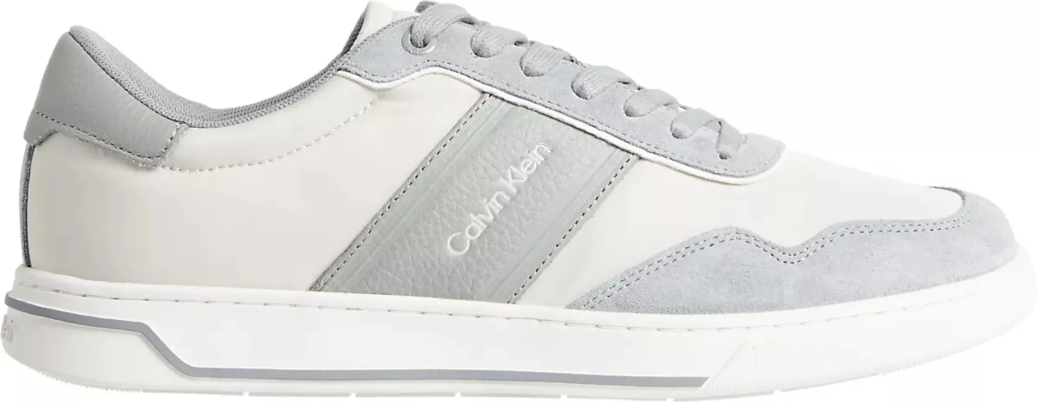 Calvin Klein LOW TOP LACE UP MIX Mens Trainers Light Grey/Granite Road sold by Shuperb