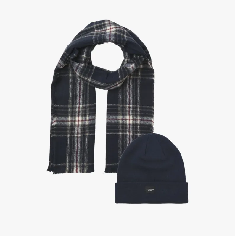 Jack & Jones FROST DNA Mens Beanie & Scarf Navy sold by Shuperb
